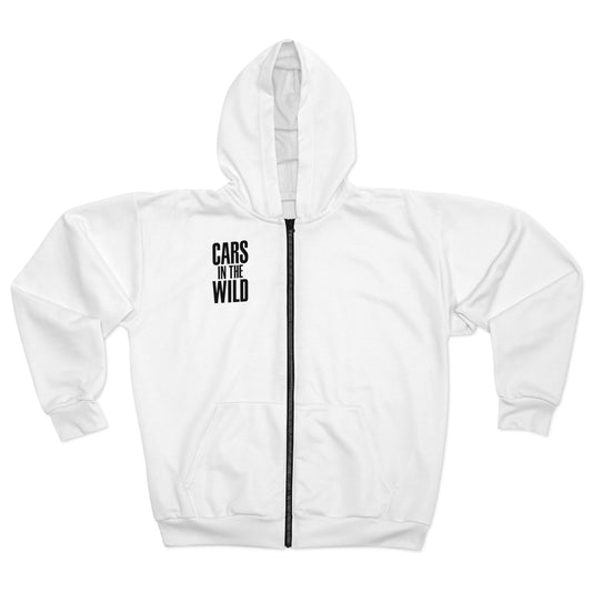 Cars In The Wild, Zip Jacket, White